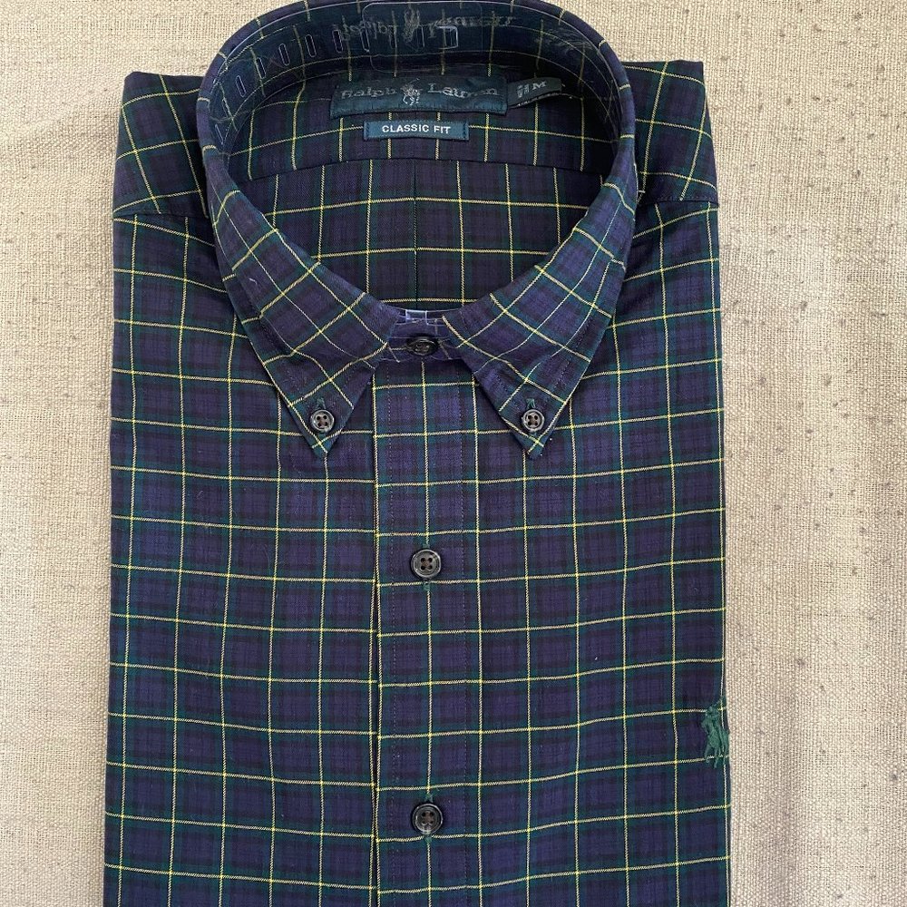 New Men's RALPH LAUREN Classic Fit Long sleeve Button Down Shirt Sz M